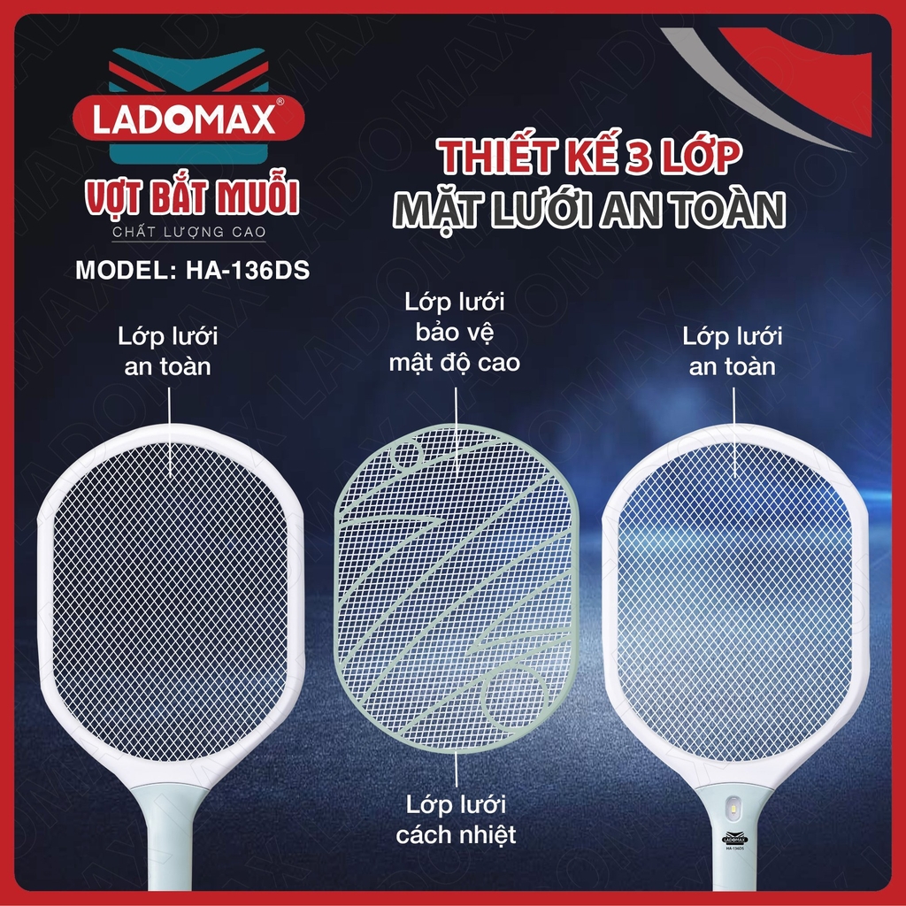 Vợt Muỗi Ladomax Ha-136DS (1tx50)