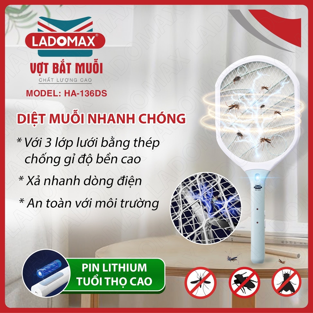 Vợt Muỗi Ladomax Ha-136DS (1tx50)