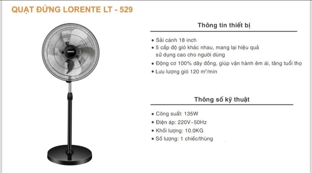 Quạt đứng Lorente LT-529