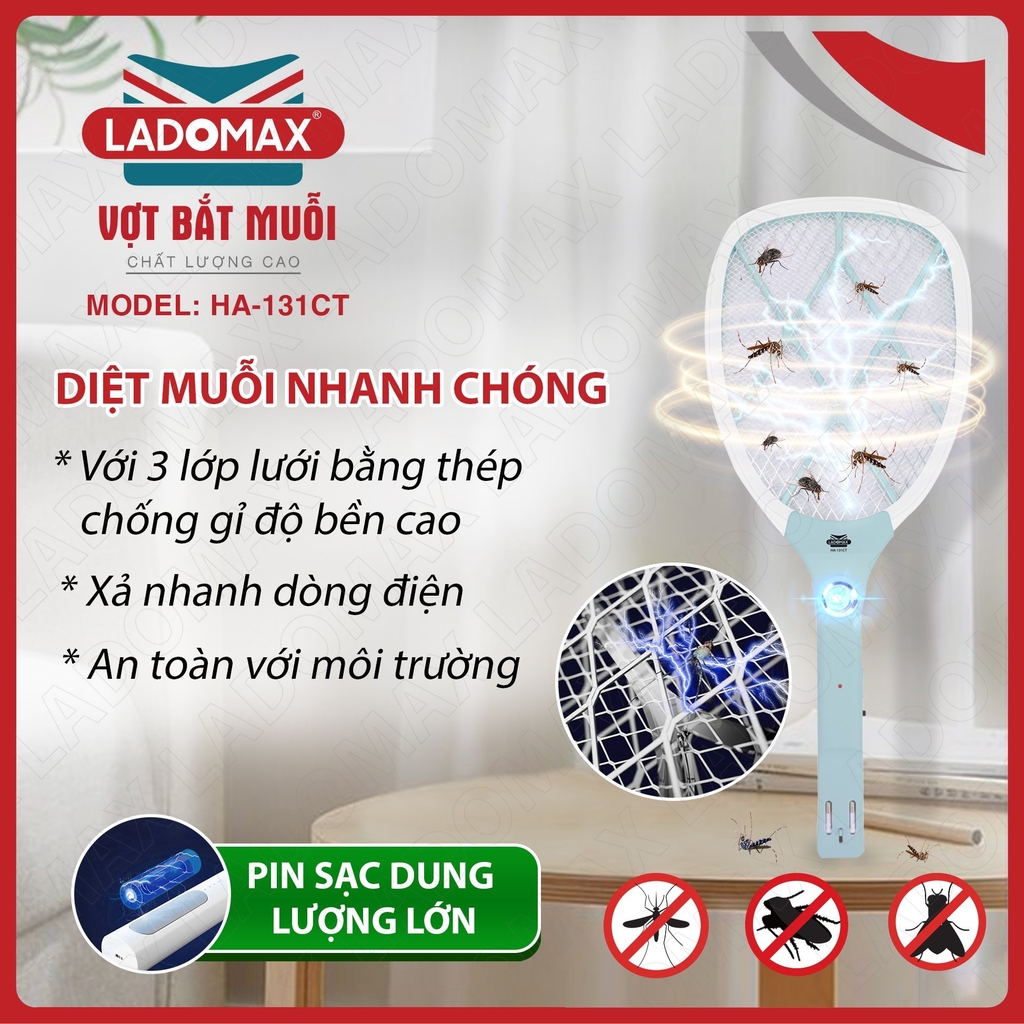 Vợt Muỗi Ladomax Ha-131CT (1tx60)