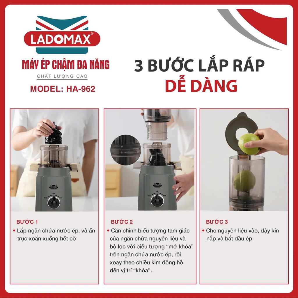 Máy ép chậm cao cấp Ladomax Ha-962
