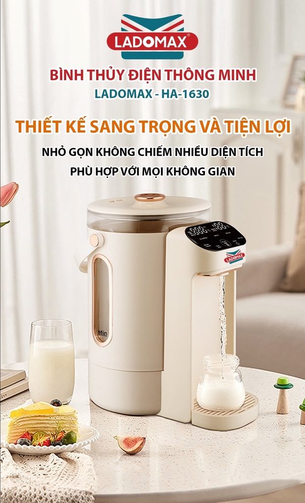 Bình thủy điện, bình đun nước thông minh Ladomax Ha-1630 (1tx4)