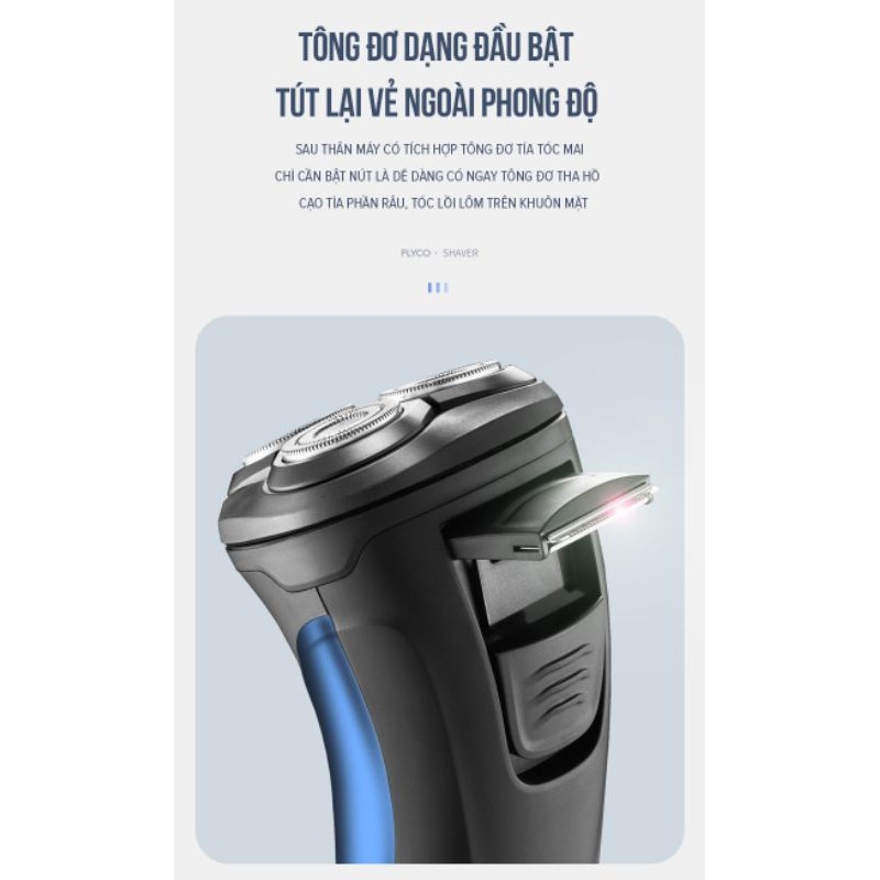 Máy cạo râu 3 lưỡi kép chống thấm nước Flyco FS197VN
