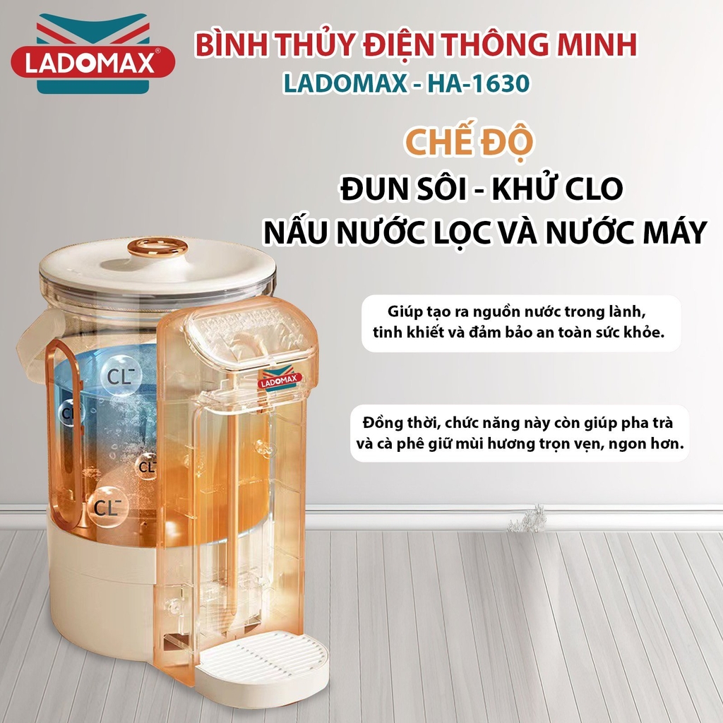 Bình thủy điện, bình đun nước thông minh Ladomax Ha-1630 (1tx4)
