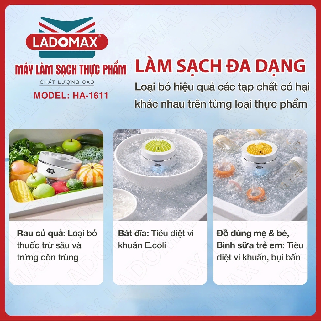 Máy làm sạch thực phẩm Ladomax Ha-1611 công nghệ Hydroxyl (1tx30)