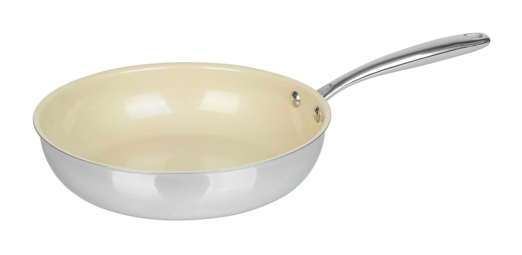 Chảo men gốm inox 3 lớp nguyên khối 28cm Greencook GCP235-28IH (1tx6)