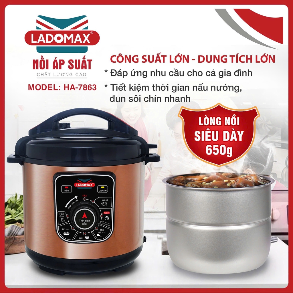 Nồi áp suất 6.0L Ladomax Ha7863 (1tx4)