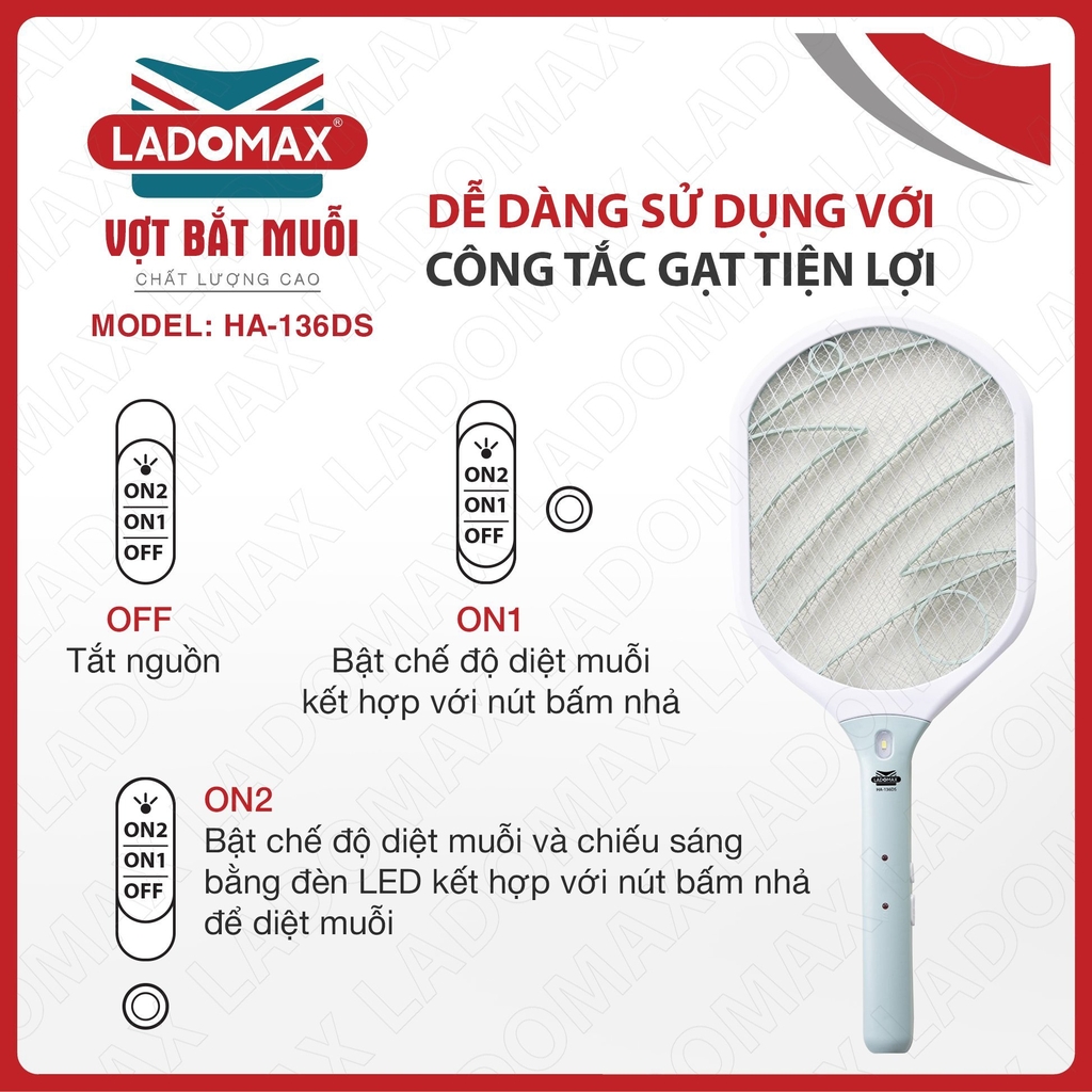 Vợt Muỗi Ladomax Ha-136DS (1tx50)