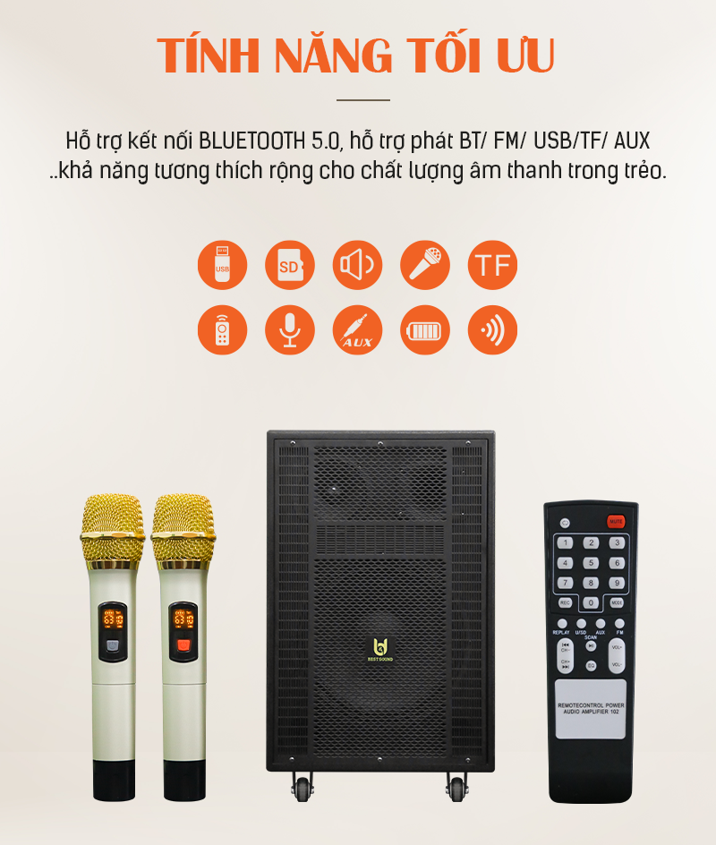 Loa kéo Bestsound BD-8012, Bass 12 inch, công suất 80W