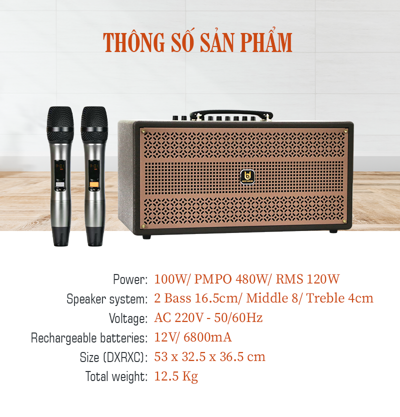 Loa kéo xách tay Bestsound M6-PRO, Bass đôi 6.5 inch, 100W