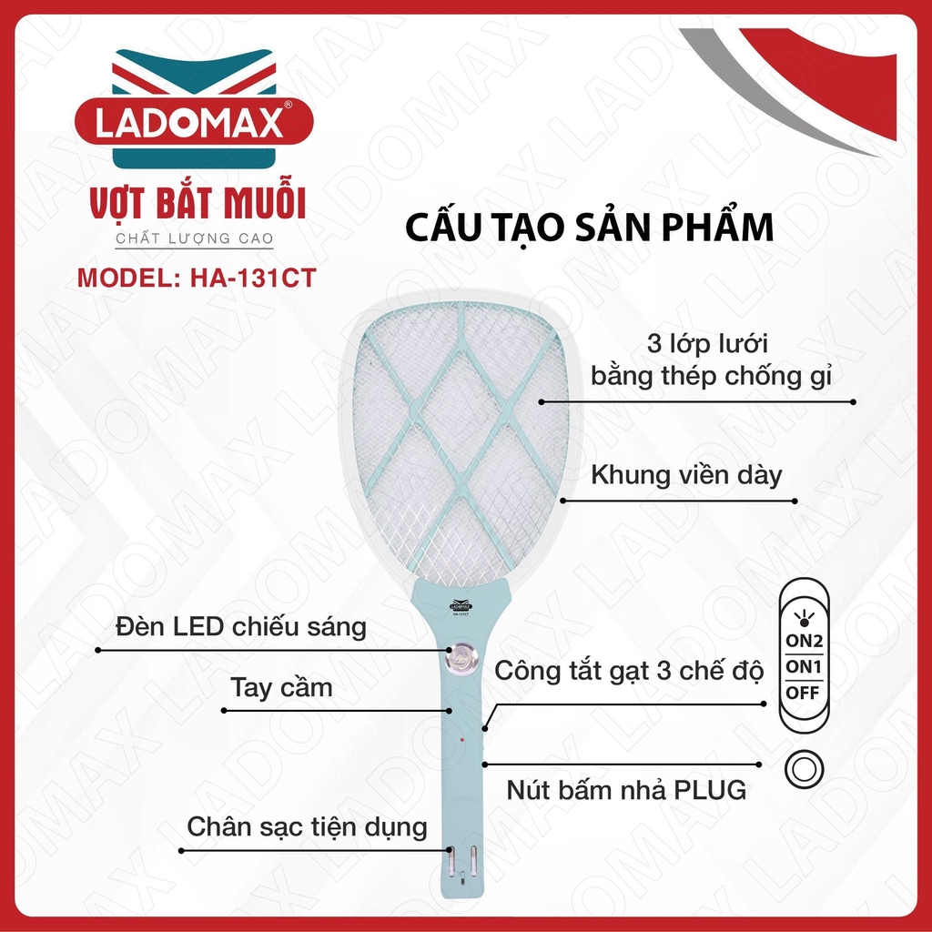 Vợt Muỗi Ladomax Ha-131CT (1tx60)