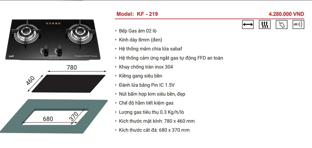 Bếp gas âm Kaff KF-219
