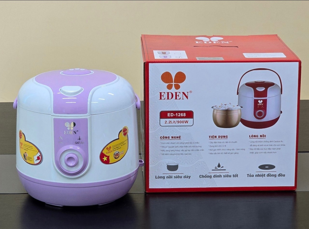 Nồi cơm điện 2.2L EDEN ED-1268 (1tx4)