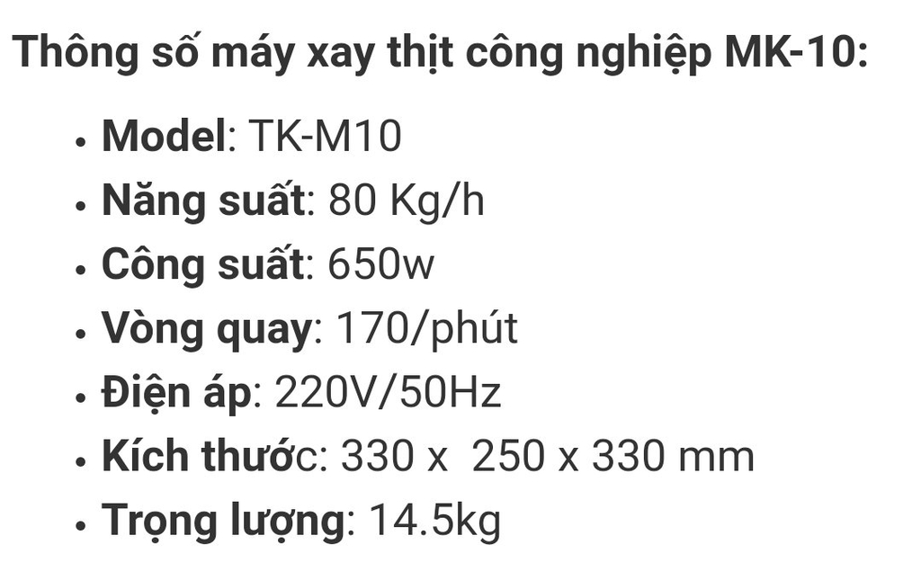 Máy xay thịt công nghiệp Deliou TK-M10 650W