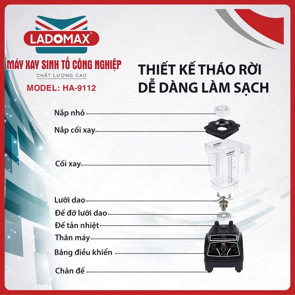 Máy xay sinh tố công nghiệp Ladomax Ha-9112 (1tx4)