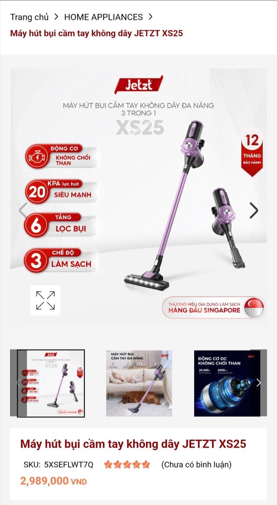 Máy hút bụi cầm tay không dây Jetzt  SX25