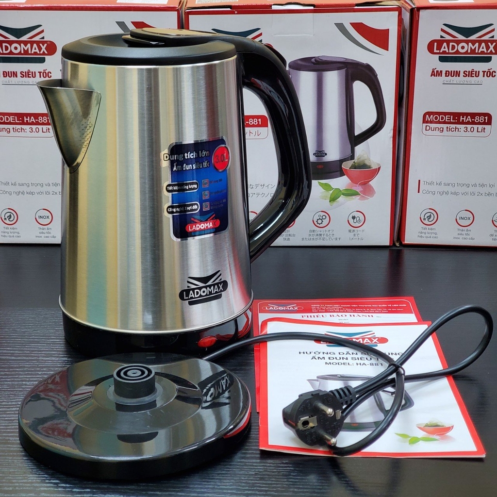 Ấm đun siêu tốc 3.0L Ladomax Ha-881 (1tx16)