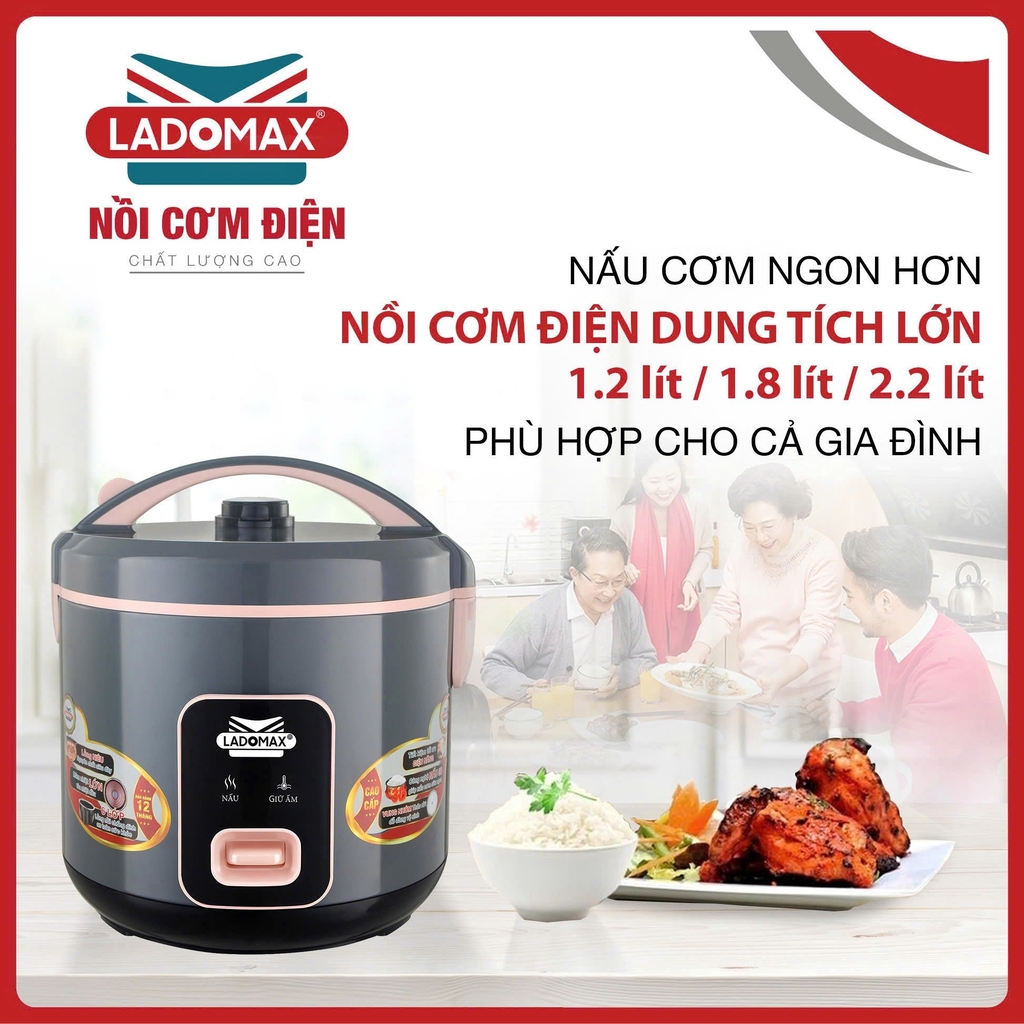 Nồi cơm điện 2.2L Ladoamax HA-7822 (1tx6)