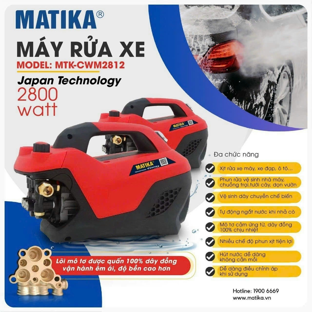 Máy rửa xe MATIKA MTK-CWM2812