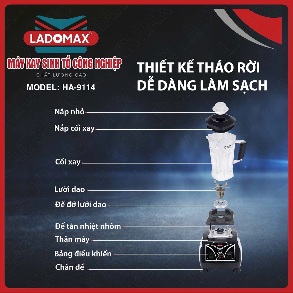 Máy xay sinh tố công nghiệp Ladomax Ha-9114 (1tx4)
