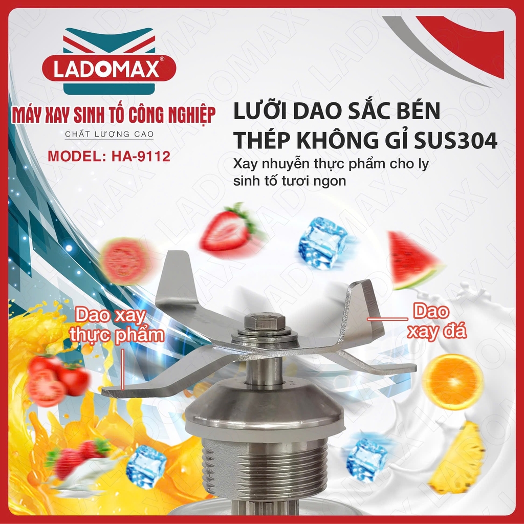 Máy xay sinh tố công nghiệp Ladomax Ha-9112 (1tx4)
