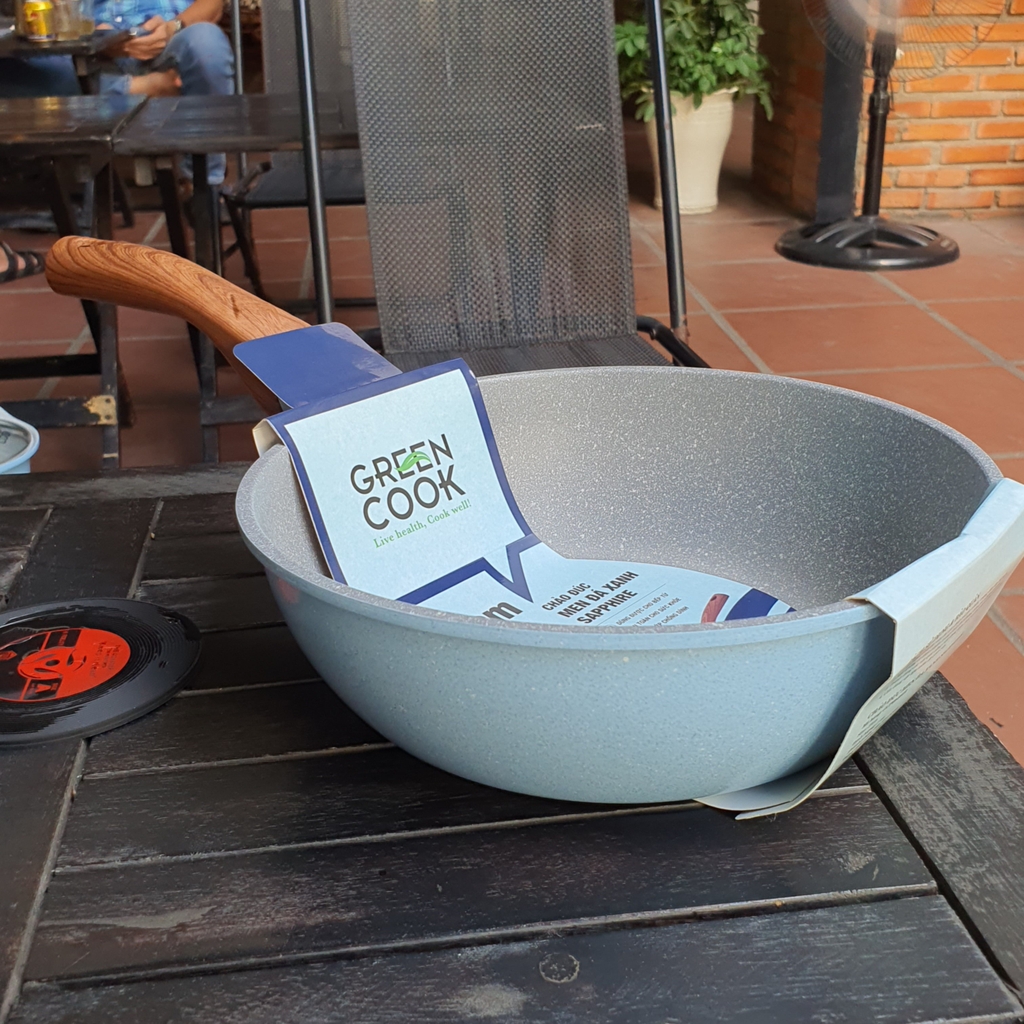Chảo đúc Greencook men đá xanh Sapphire GCP09