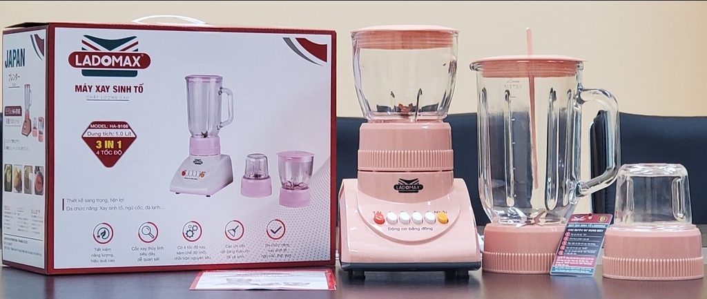 Máy xay sinh tố 3 cối thủy tinh Ladomax Ha-9166-3 (1tx6)