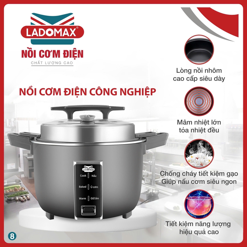 Nồi cơm điện công nghiệp 8.5L Ladomax Ha7385 (1tx1)