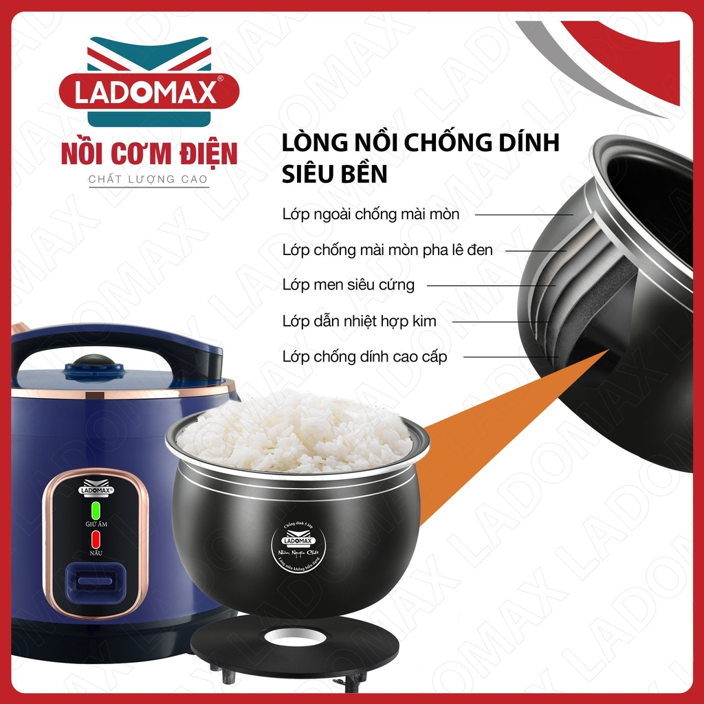 Nồi cơm điện nắp gài 2.2L Ladomax Ha-7522