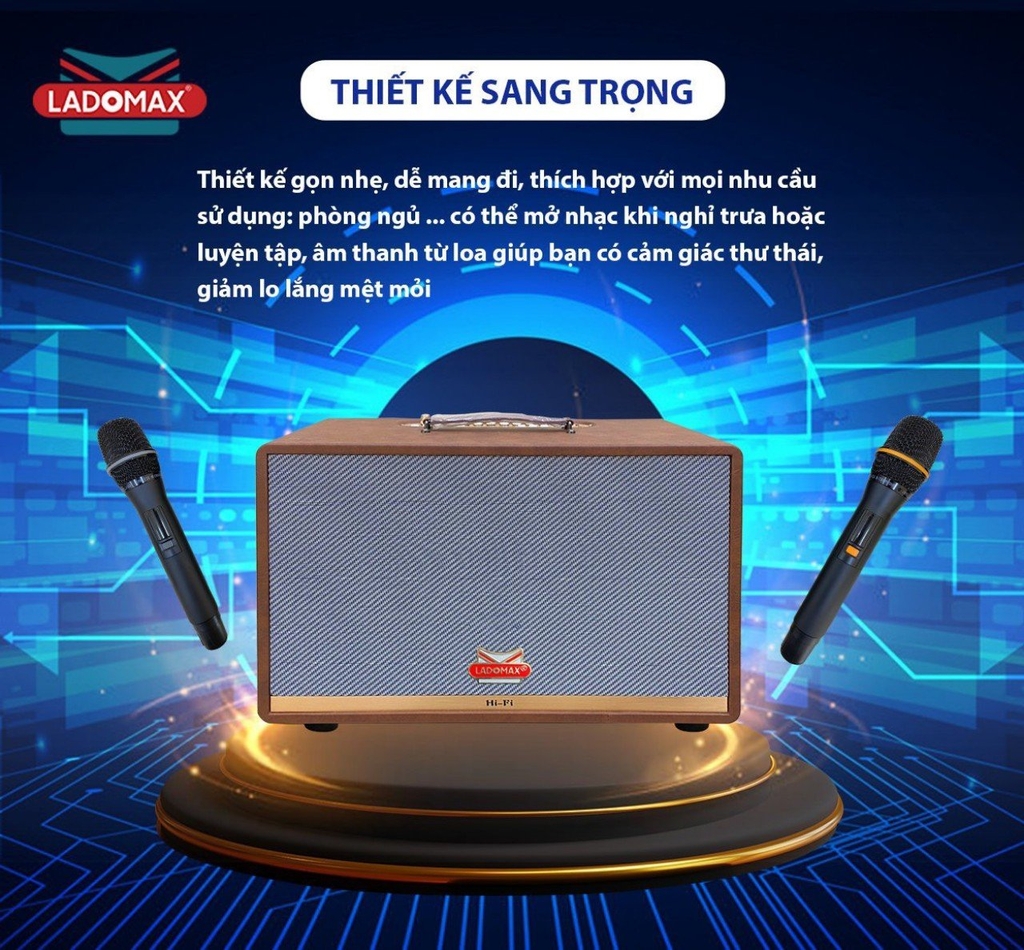Loa xách Bass đôi 20cm Ladomax Ha-9220