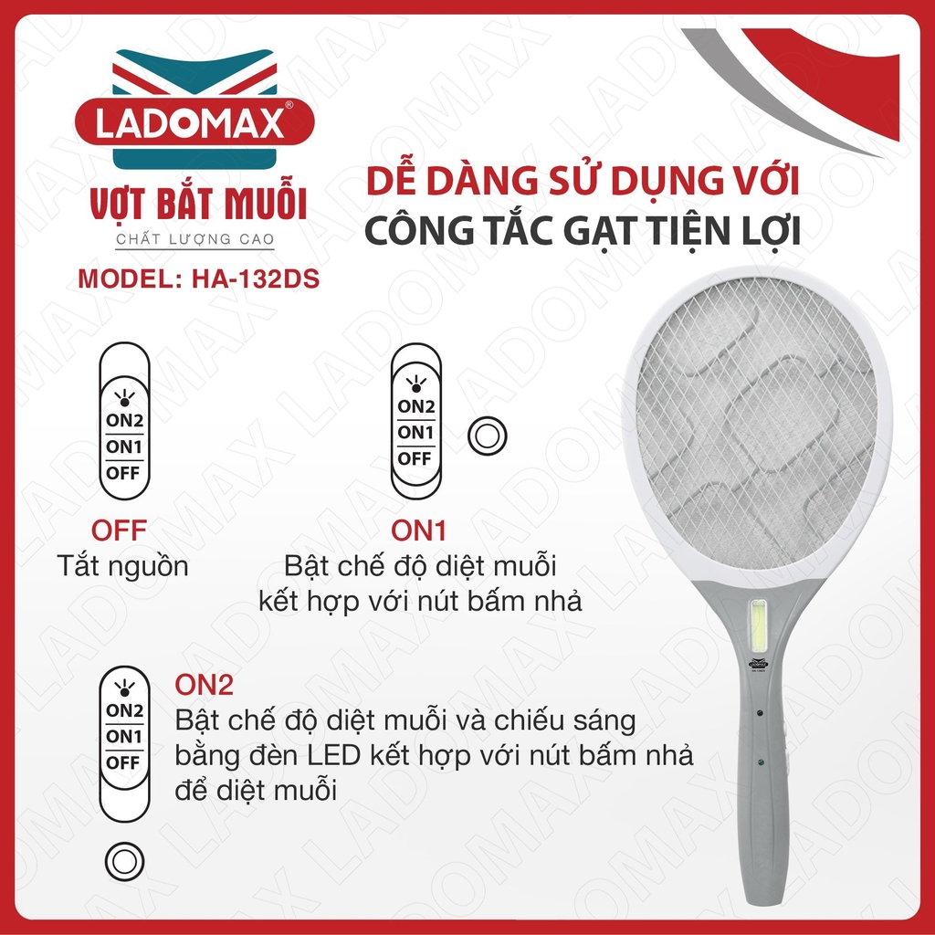 Vợt Muỗi Ladomax Ha-132DS (1tx60)