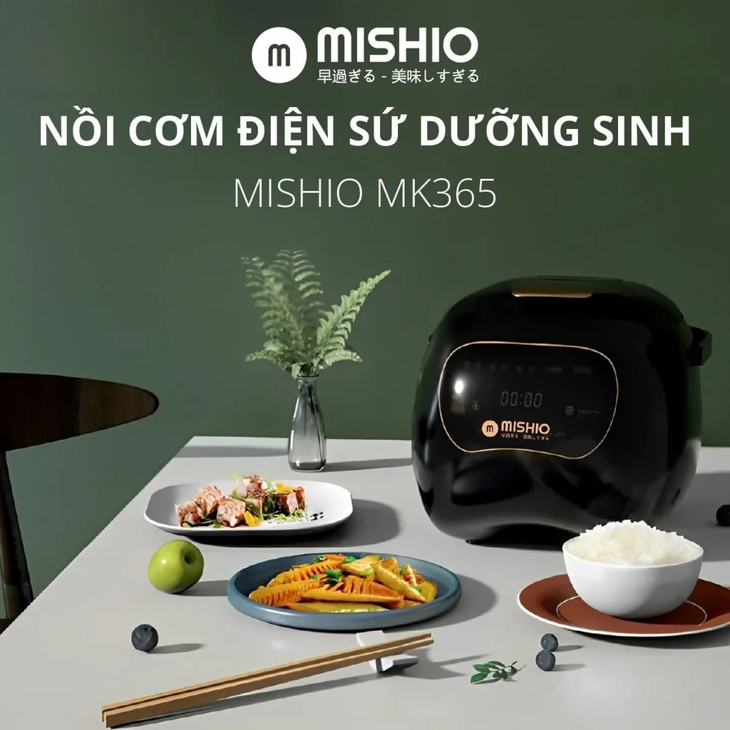 Nồi cơm điện sứ dưỡng sinh 0.8L Mishio MK365 (1tx4)