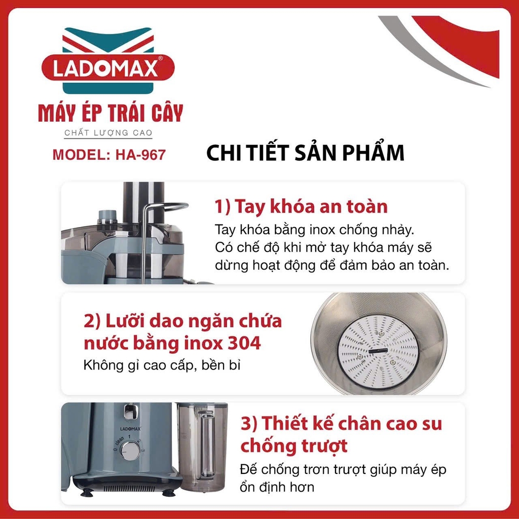 Máy ép trái cây  công nghiệp 1180w Ladomax Ha-967