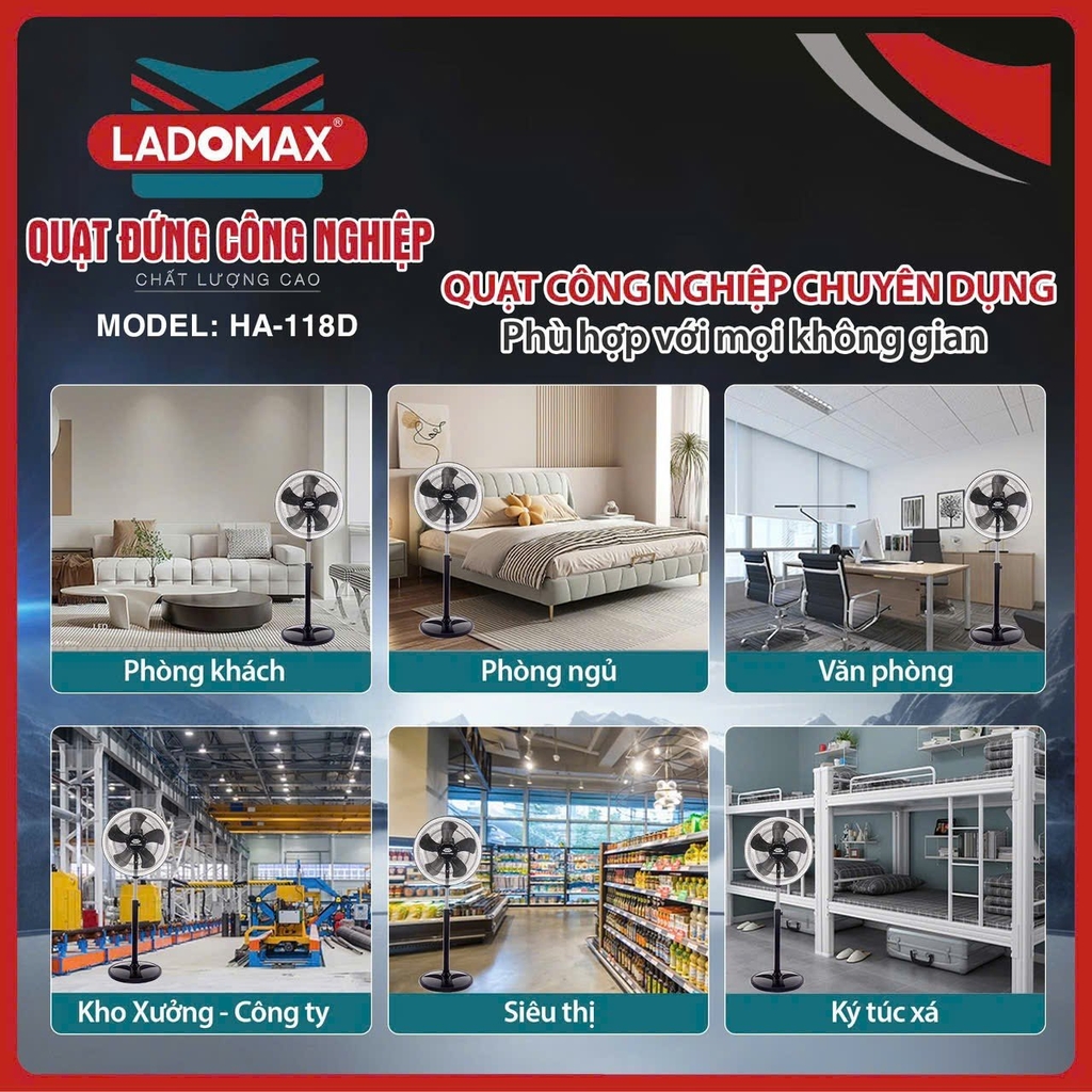 Quạt đứng công nghiệp Ladomax Ha-118D