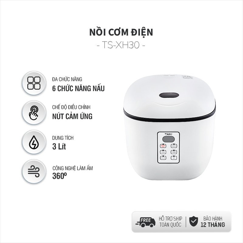 Nồi cơm điện tử 1.2L Tsuki TS-XH30 (1tx8)