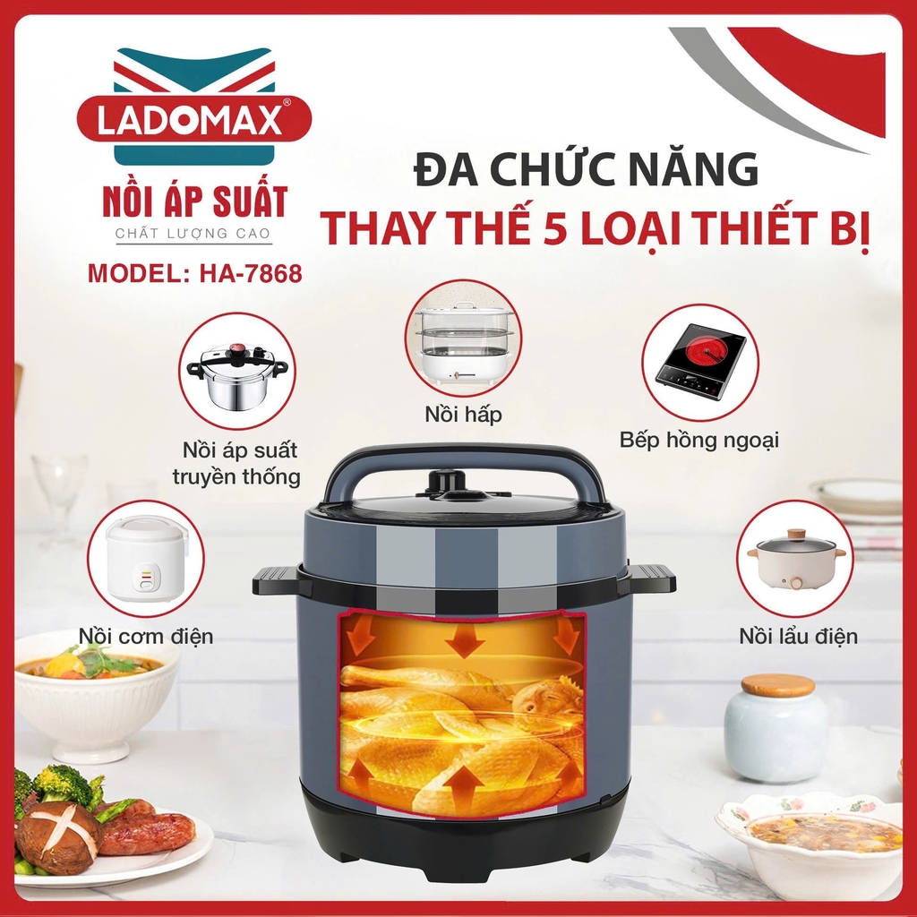 Nồi áp suất 6.0L Ladomax Ha7868 (1tx4)
