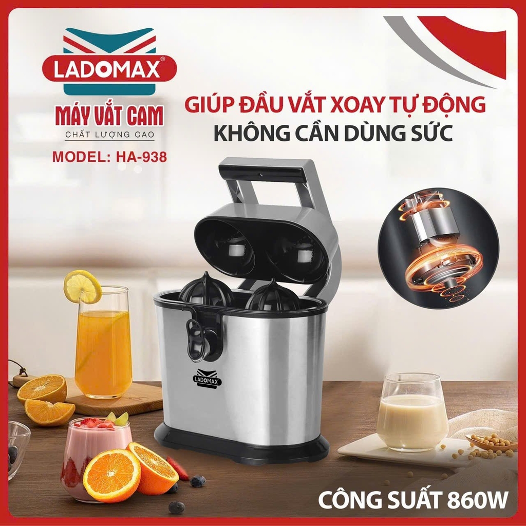 Máy vắt cam 2 đầu ép Ladomax Ha-938 (1tx6)