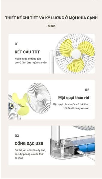 Quạt để bàn sạc tích điện Perfect PF-QB2160