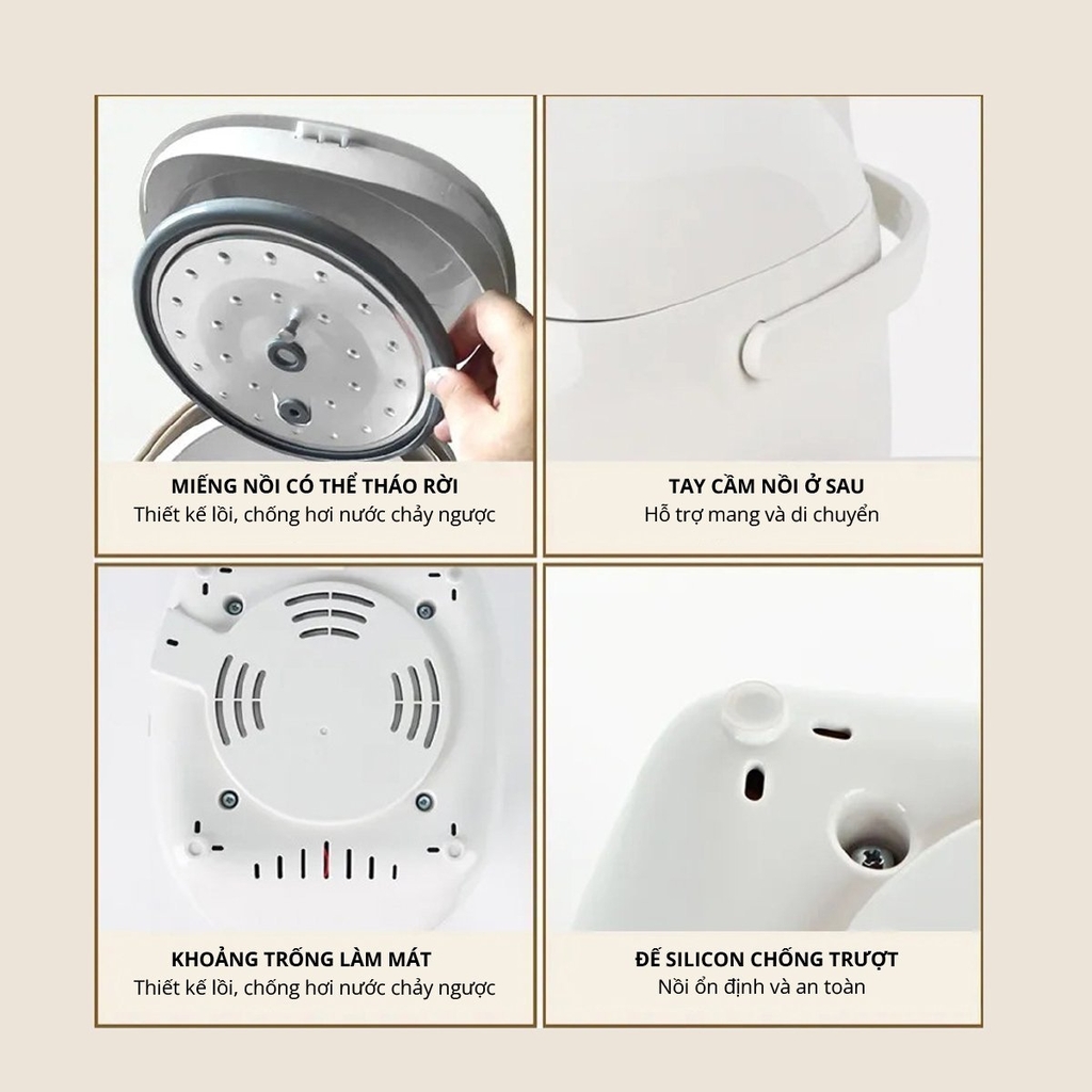 Nồi cơm điện sứ dưỡng sinh 0.8L Mishio MK365 (1tx4)