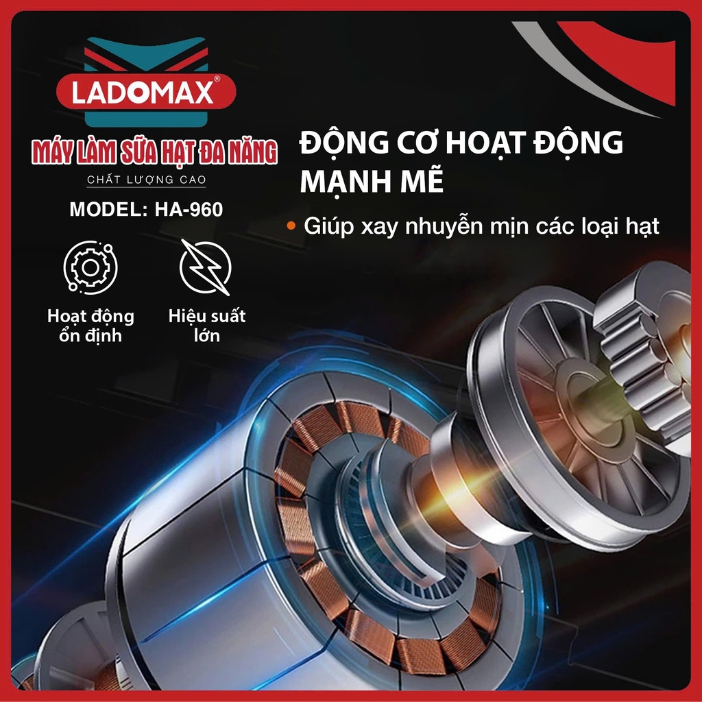 Máy xay nấu sữa hạt đa năng Ladomax Ha-960 (1tx8)
