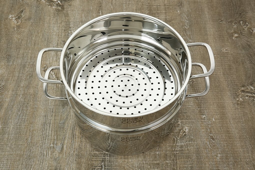 Nồi xửng hấp inox đa năng 24cm Greencook GCSTO2-24IH (1tx4)