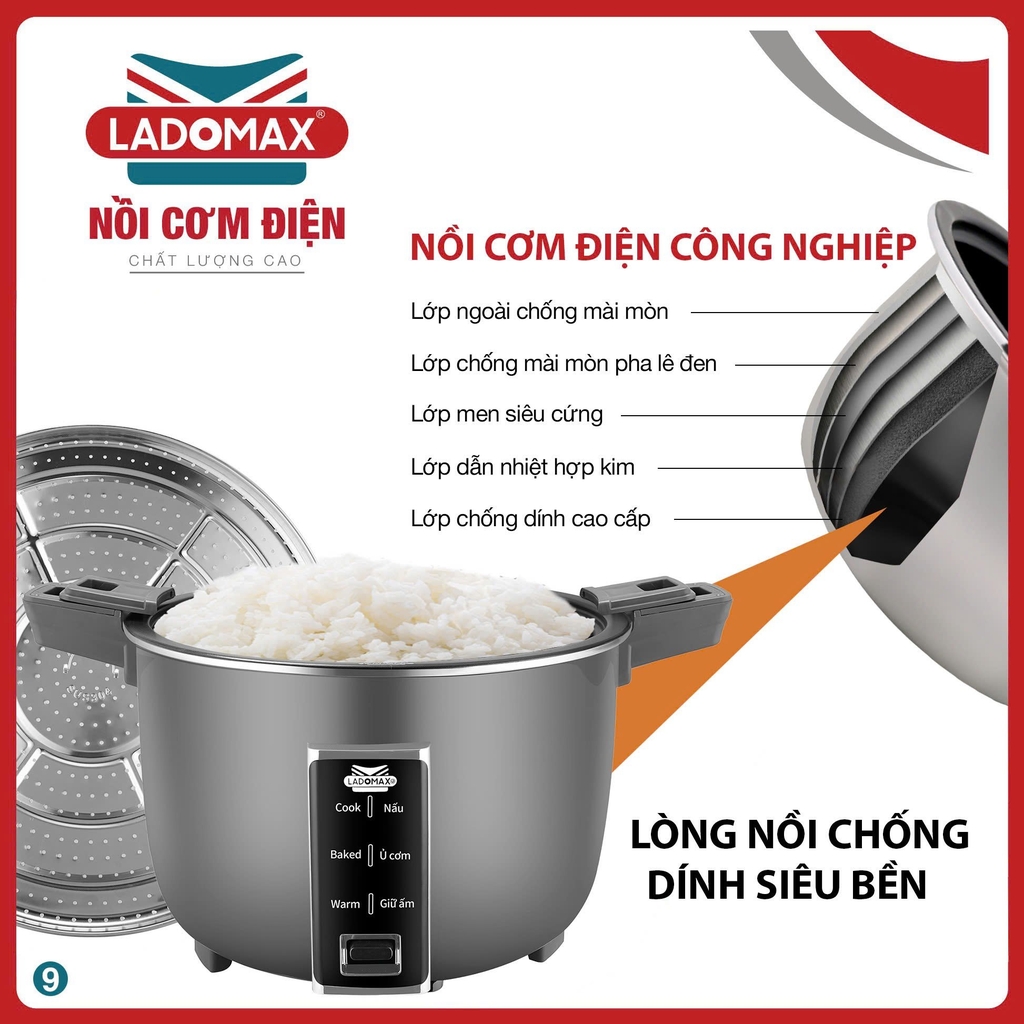 Nồi cơm điện công nghiệp 4.2L Ladomax Ha7342 (1tx1)