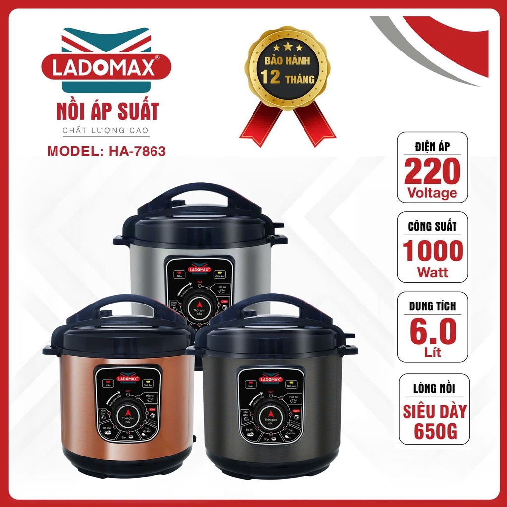 Nồi áp suất 6.0L Ladomax Ha7863 (1tx4)