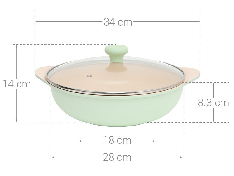 Nồi lẩu nhôm đúc 28cm Greencook GCS2410-28IH (1tx8)