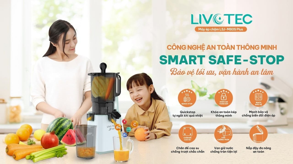 Máy ép chậm Livotec LSJ-M80S Plus - Xanh Min (1tx4)