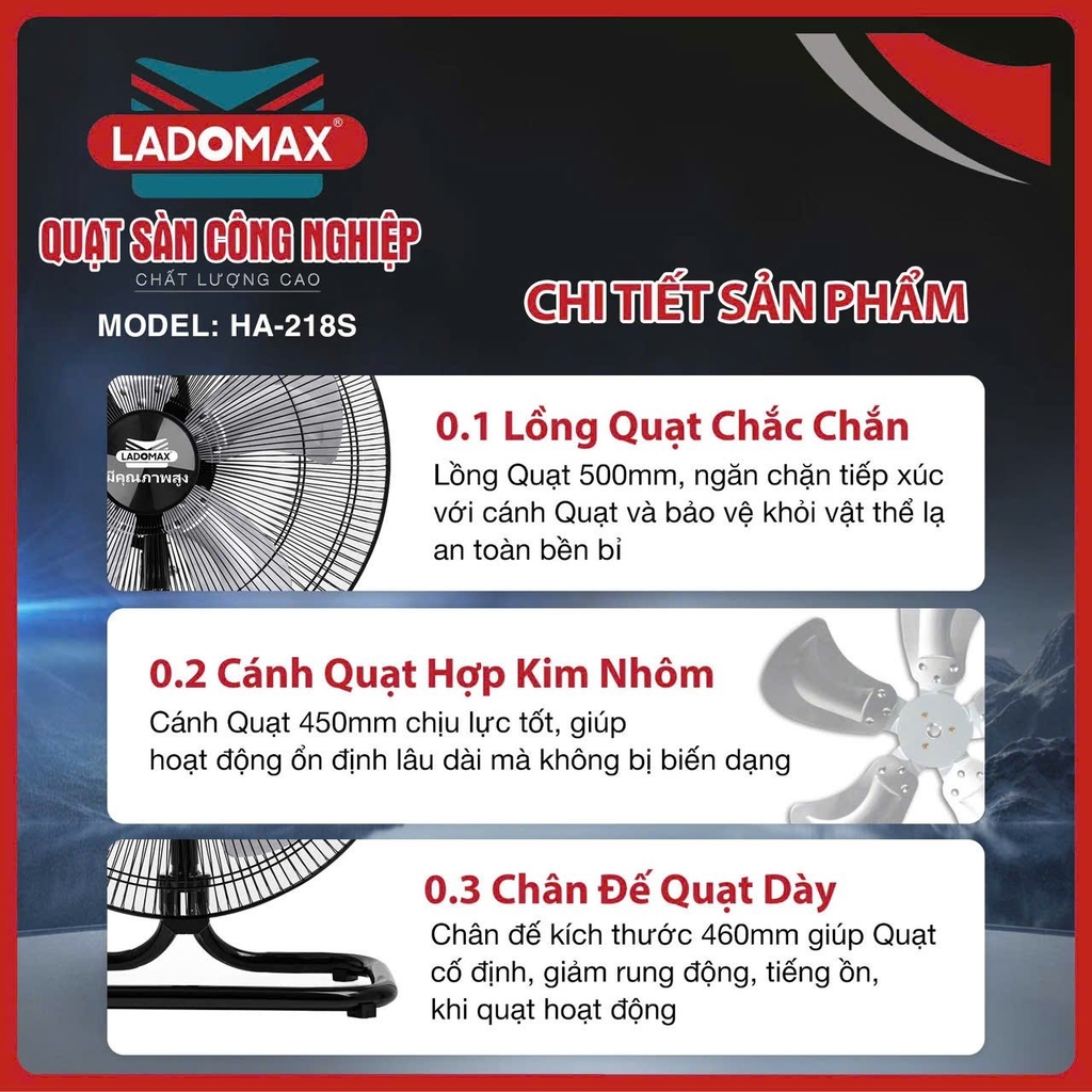 Quạt sàn công nghiệp Ladomax Ha-218S