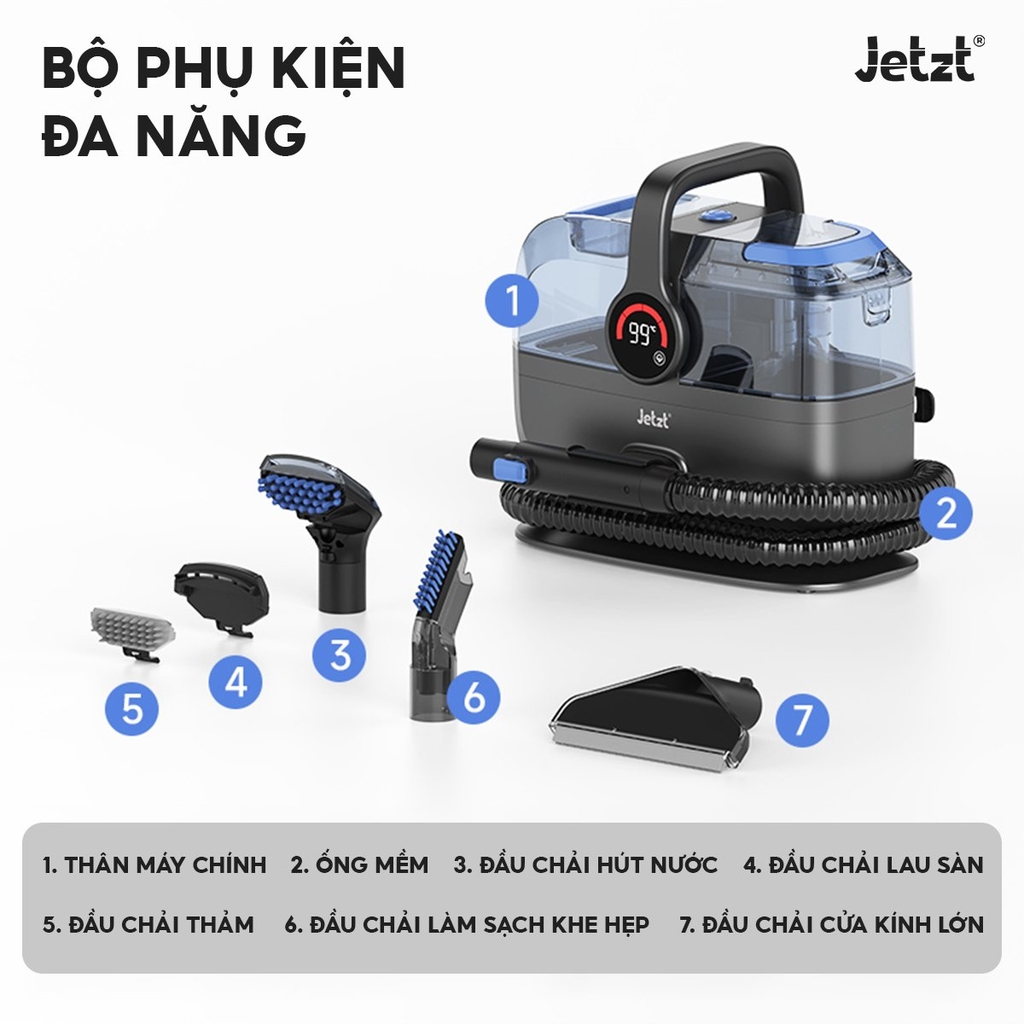 Máy giặt sofa Jetzt G7 - Dành cho sofa, nệm thảm, cửa kính, lực hút mạnh 14.000PA