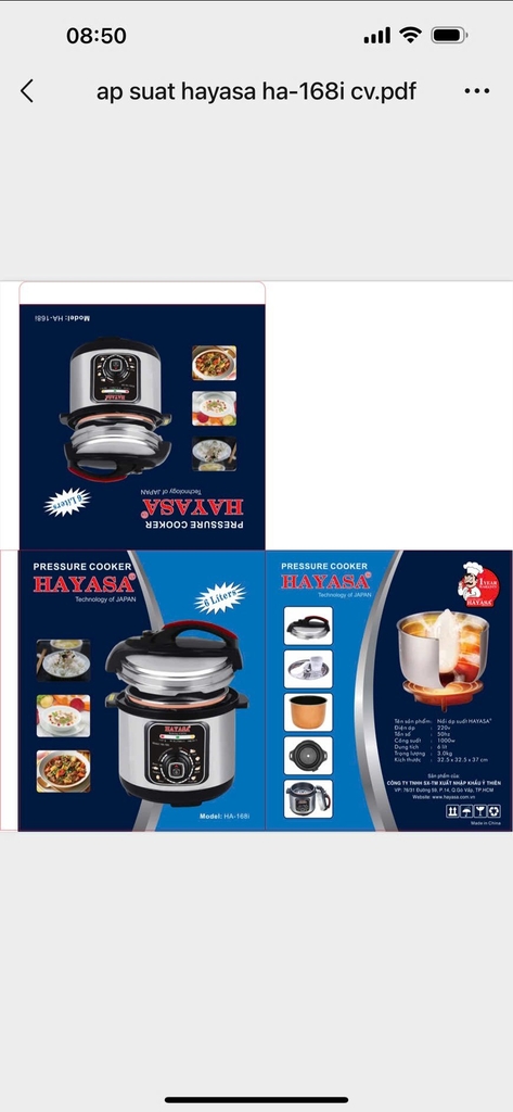 Nồi áp suất Hayasa Ha-168i