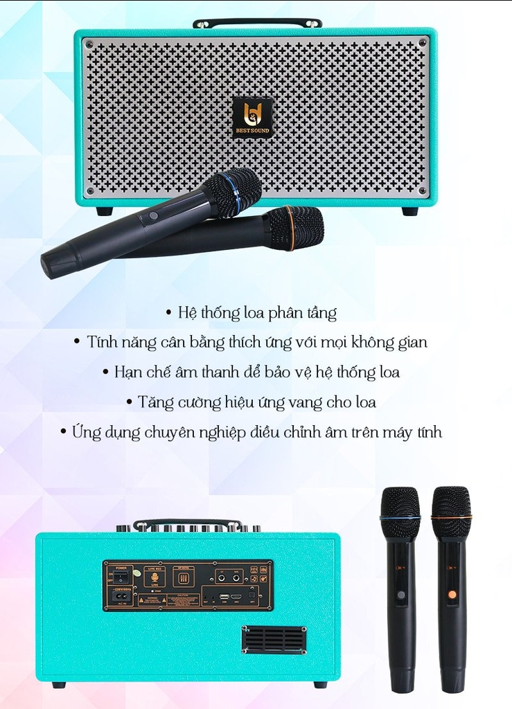 Loa kéo xách tay cao cấp Bestsound M6S, Bass 6.5 inch đôi, 100W