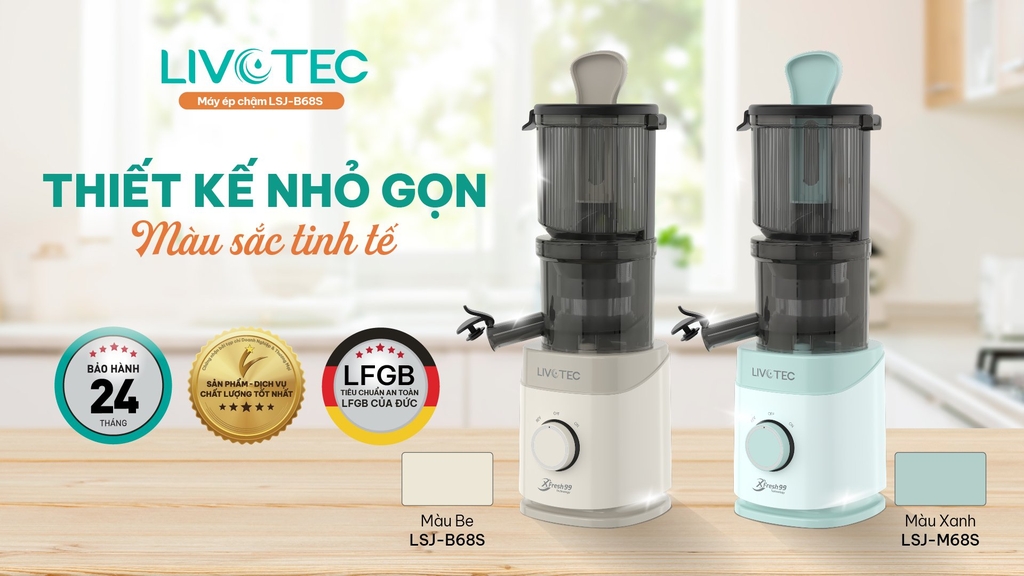 Máy ép chậm Livotec LSJ-B68S - Vàng Be (1tx4)